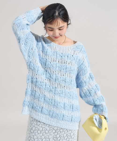 FREAK'S STORE（フリークスストア）の「スラブ風 ケーブルニットプルオーバー（ニット/セーター・レディース・オフホワイト/サックスブルー・ﾌﾘ-）」の20枚目の写真