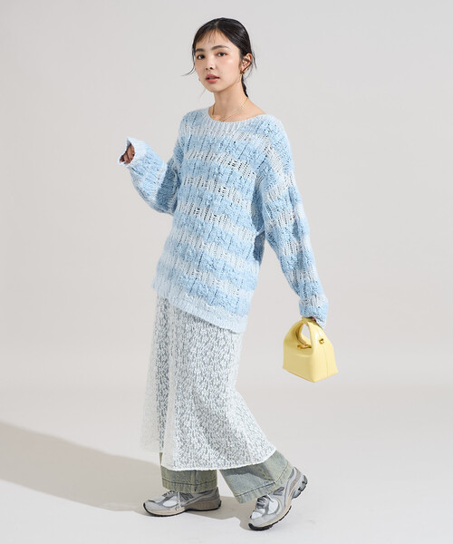 FREAK'S STORE（フリークスストア）の「スラブ風 ケーブルニットプルオーバー（ニット/セーター・レディース・オフホワイト/サックスブルー・ﾌﾘ-）」の12枚目の写真