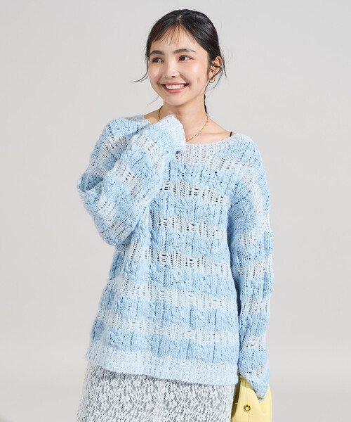 FREAK'S STORE（フリークスストア）の「スラブ風 ケーブルニットプルオーバー（ニット/セーター・レディース・オフホワイト/サックスブルー・ﾌﾘ-）」の17枚目の写真