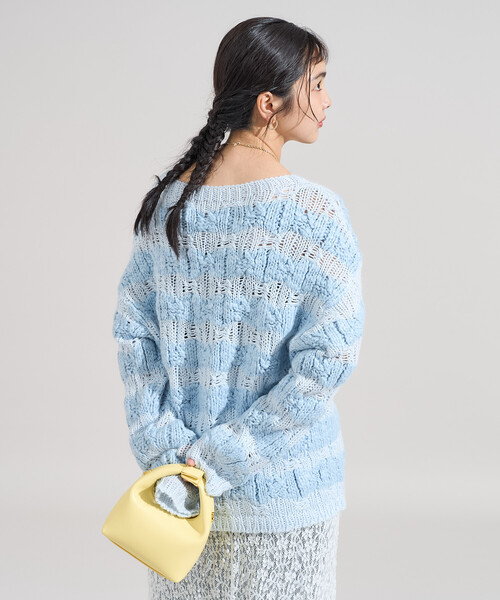 FREAK'S STORE（フリークスストア）の「スラブ風 ケーブルニットプルオーバー（ニット/セーター・レディース・オフホワイト/サックスブルー・ﾌﾘ-）」の21枚目の写真