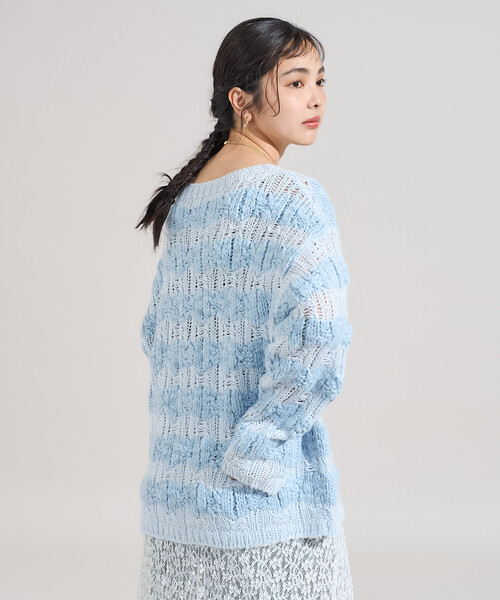 FREAK'S STORE（フリークスストア）の「スラブ風 ケーブルニットプルオーバー（ニット/セーター・レディース・オフホワイト/サックスブルー・ﾌﾘ-）」の19枚目の写真