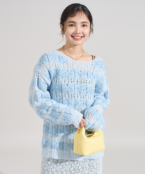 FREAK'S STORE（フリークスストア）の「スラブ風 ケーブルニットプルオーバー（ニット/セーター・レディース・オフホワイト/サックスブルー・ﾌﾘ-）」の22枚目の写真