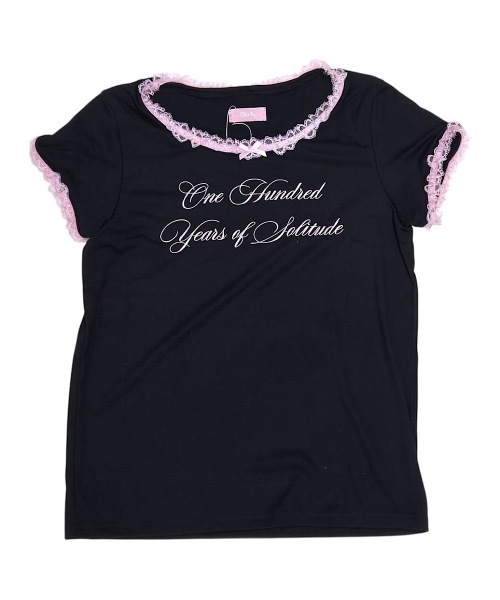 lilLilly（リルリリー）の「レースリンガーTシャツ（Tシャツ/カットソー・レディース・ホワイト/ブラック/グレー・FREE）」の6枚目の写真