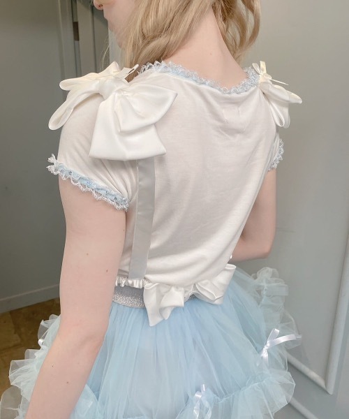 lilLilly（リルリリー）の「レースリンガーTシャツ（Tシャツ/カットソー・レディース・ホワイト/ブラック/グレー・FREE）」の15枚目の写真