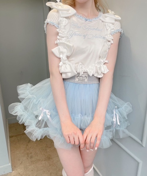 lilLilly（リルリリー）の「レースリンガーTシャツ（Tシャツ/カットソー・レディース・ホワイト/ブラック/グレー・FREE）」の16枚目の写真