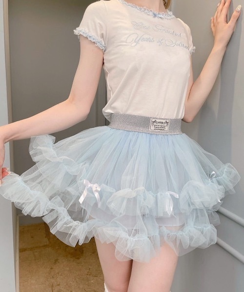 lilLilly（リルリリー）の「レースリンガーTシャツ（Tシャツ/カットソー・レディース・ホワイト/ブラック/グレー・FREE）」の17枚目の写真