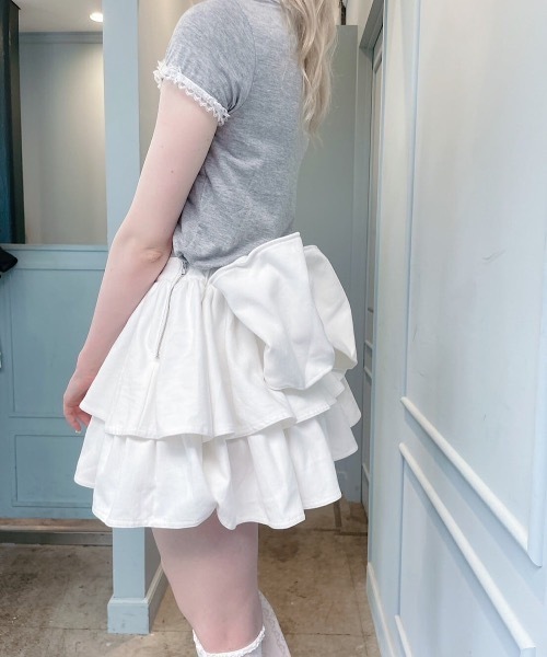 lilLilly（リルリリー）の「レースリンガーTシャツ（Tシャツ/カットソー・レディース・ホワイト/ブラック/グレー・FREE）」の20枚目の写真