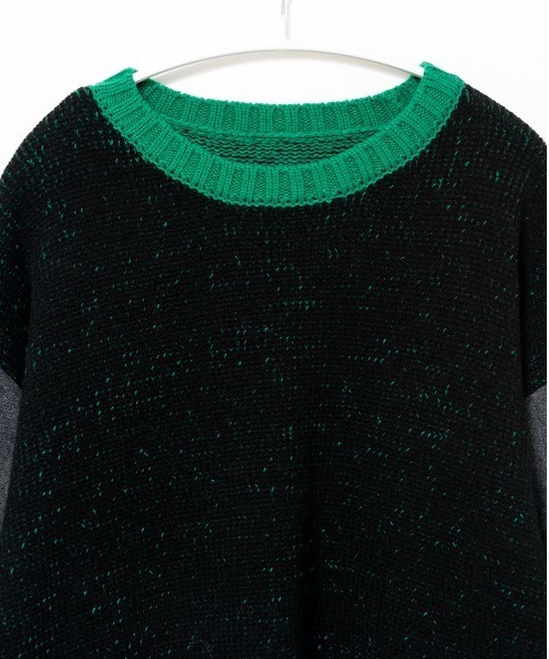 A.D.C.L.（エーディーシーエル）の「4色リブ配色袖デニム異素材MIXニットプルオーバー（ニット/セーター・レディース・グリーン/ピンク/パープル/イエロー・L/M）」の8枚目の写真