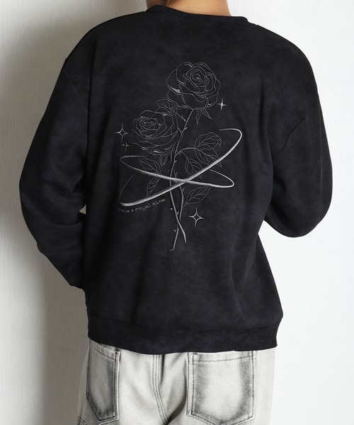 WESTSEA(ウエストシー)の「星 × 薔薇刺繍 長袖トレーナー(スウェット・メンズ・ブラック/ワイン/ブラウン・L/M)」の1枚目の写真