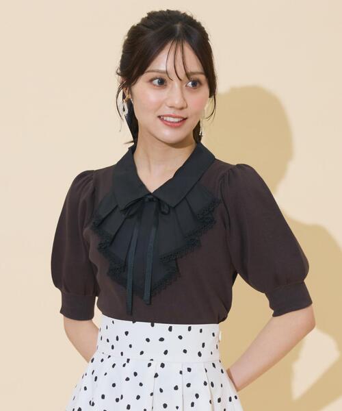 WILLSELECTION(ウィルセレクション)の「レースラッフルプルオーバー(ニット/セーター・レディース・ブラック/チャコールグレー/ピンク・FREE)」の2枚目の写真