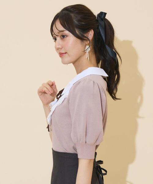 WILLSELECTION(ウィルセレクション)の「レースラッフルプルオーバー(ニット/セーター・レディース・ブラック/チャコールグレー/ピンク・FREE)」の6枚目の写真