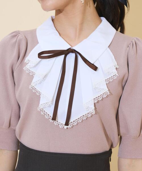 WILLSELECTION(ウィルセレクション)の「レースラッフルプルオーバー(ニット/セーター・レディース・ブラック/チャコールグレー/ピンク・FREE)」の8枚目の写真