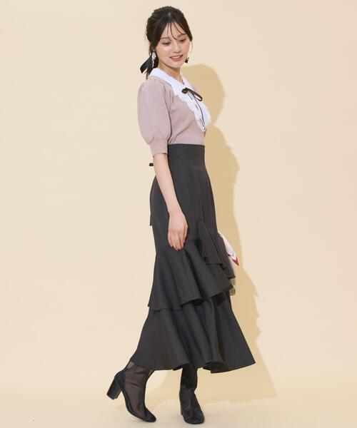 WILLSELECTION(ウィルセレクション)の「レースラッフルプルオーバー(ニット/セーター・レディース・ブラック/チャコールグレー/ピンク・FREE)」の14枚目の写真