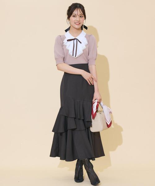 WILLSELECTION(ウィルセレクション)の「レースラッフルプルオーバー(ニット/セーター・レディース・ブラック/チャコールグレー/ピンク・FREE)」の16枚目の写真