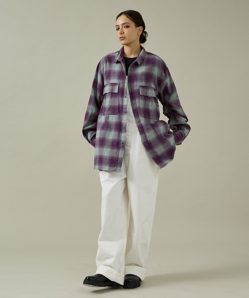 NANGA（ナンガ）の「【NANGA/ナンガ】OMBRE CHECK W PX BOX SHIRT/ワークシャツ/ユニセックス【WEB限定】（シャツ/ブラウス・メンズ・パープル系その他/ブラック系その他・XL/L/M）」の9枚目の写真