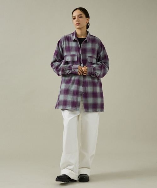 NANGA（ナンガ）の「【NANGA/ナンガ】OMBRE CHECK W PX BOX SHIRT/ワークシャツ/ユニセックス【WEB限定】（シャツ/ブラウス・メンズ・パープル系その他/ブラック系その他・XL/L/M）」の10枚目の写真