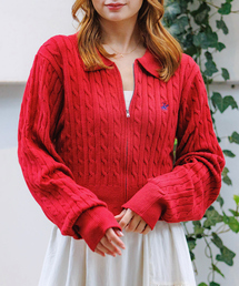 Rouge vif la cle | 【BEVERY HILLS P.C/ビバリーヒルズポロクラブ】ケーブル編ポロカーディガン/トップス/ケーブル編み/カーディガン【WEB限定】(ニット/セーター)