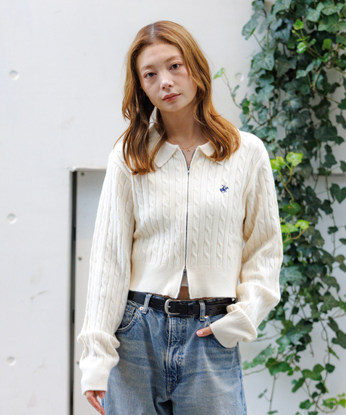 Rouge vif la cle（ルージュヴィフラクレ）の「【BEVERY HILLS P.C/ビバリーヒルズポロクラブ】ケーブル編ポロカーディガン/トップス/ケーブル編み/カーディガン【WEB限定】（ニット/セーター・レディース・オフホワイト/レッド/ネイビー・フリー）」の19枚目の写真