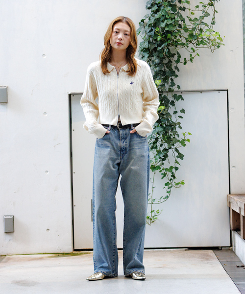 Rouge vif la cle（ルージュヴィフラクレ）の「【BEVERY HILLS P.C/ビバリーヒルズポロクラブ】ケーブル編ポロカーディガン/トップス/ケーブル編み/カーディガン【WEB限定】（ニット/セーター・レディース・オフホワイト/レッド/ネイビー・フリー）」の4枚目の写真