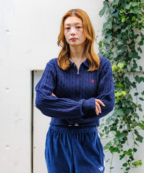 Rouge vif la cle（ルージュヴィフラクレ）の「【BEVERY HILLS P.C/ビバリーヒルズポロクラブ】ケーブル編ポロカーディガン/トップス/ケーブル編み/カーディガン【WEB限定】（ニット/セーター・レディース・オフホワイト/レッド/ネイビー・フリー）」の20枚目の写真