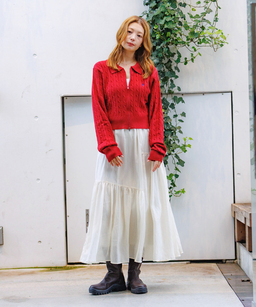 Rouge vif la cle（ルージュヴィフラクレ）の「【BEVERY HILLS P.C/ビバリーヒルズポロクラブ】ケーブル編ポロカーディガン/トップス/ケーブル編み/カーディガン【WEB限定】（ニット/セーター・レディース・オフホワイト/レッド/ネイビー・フリー）」の17枚目の写真