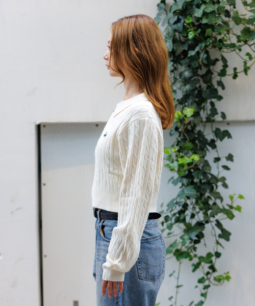 Rouge vif la cle（ルージュヴィフラクレ）の「【BEVERY HILLS P.C/ビバリーヒルズポロクラブ】ケーブル編ポロカーディガン/トップス/ケーブル編み/カーディガン【WEB限定】（ニット/セーター・レディース・オフホワイト/レッド/ネイビー・フリー）」の15枚目の写真