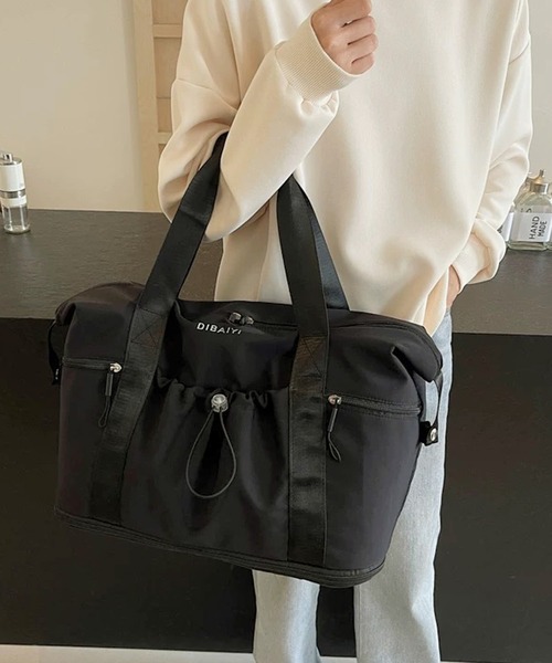 shopnikoniko(ショップニコニコ)の「ボストンバッグ 旅行 軽量 1段階拡張 ギャザー トラベルバッグ 大容量 一泊 ボストン キャリーオン(ボストンバッグ・レディース・グレー/ブラック/ブラウン/ホワイト・フリー)」の5枚目の写真
