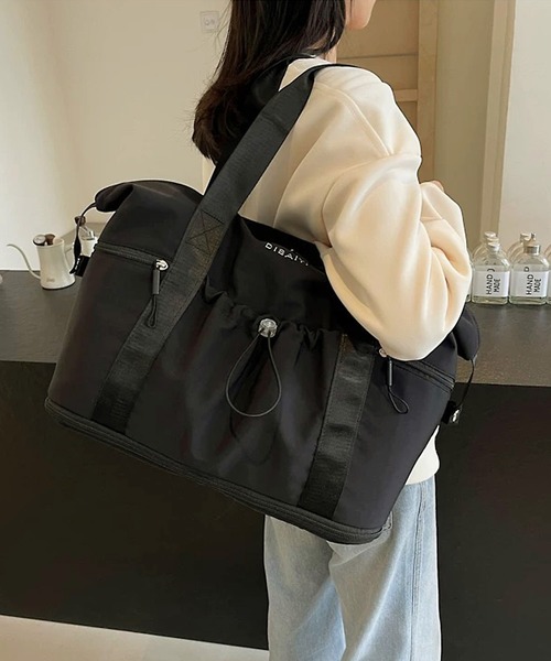 shopnikoniko(ショップニコニコ)の「ボストンバッグ 旅行 軽量 1段階拡張 ギャザー トラベルバッグ 大容量 一泊 ボストン キャリーオン(ボストンバッグ・レディース・グレー/ブラック/ブラウン/ホワイト・フリー)」の6枚目の写真