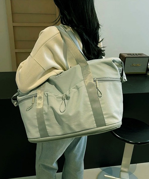 shopnikoniko(ショップニコニコ)の「ボストンバッグ 旅行 軽量 1段階拡張 ギャザー トラベルバッグ 大容量 一泊 ボストン キャリーオン(ボストンバッグ・レディース・グレー/ブラック/ブラウン/ホワイト・フリー)」の14枚目の写真