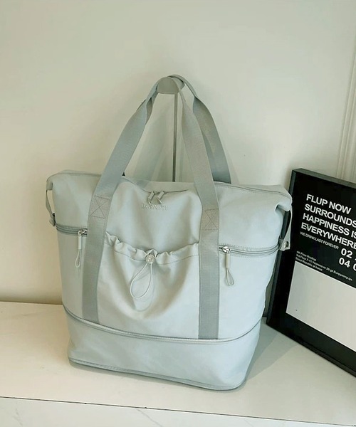 shopnikoniko(ショップニコニコ)の「ボストンバッグ 旅行 軽量 1段階拡張 ギャザー トラベルバッグ 大容量 一泊 ボストン キャリーオン(ボストンバッグ・レディース・グレー/ブラック/ブラウン/ホワイト・フリー)」の15枚目の写真