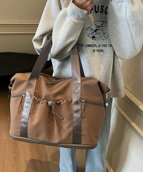 shopnikoniko(ショップニコニコ)の「ボストンバッグ 旅行 軽量 1段階拡張 ギャザー トラベルバッグ 大容量 一泊 ボストン キャリーオン(ボストンバッグ・レディース・グレー/ブラック/ブラウン/ホワイト・フリー)」の16枚目の写真