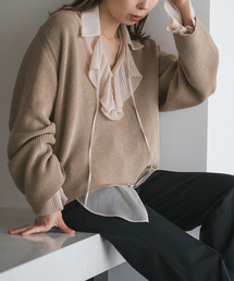 NOBLE ホワイト Vネックニット 半袖 NOBLE 未使用 Vネックニット ホワイト[完売品] - メルカリ