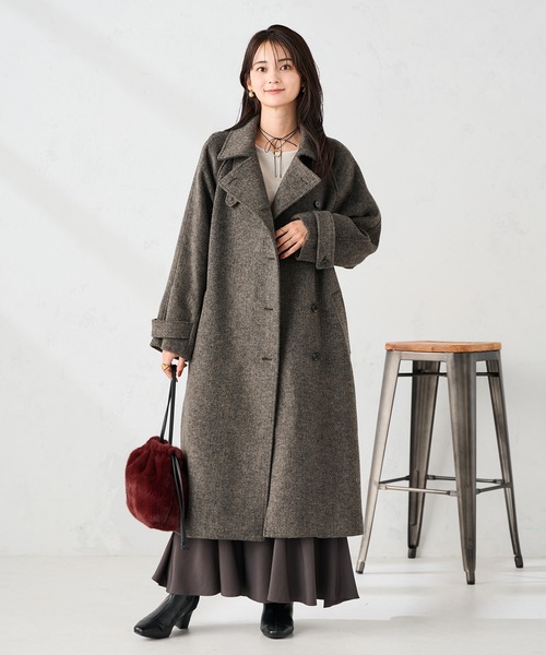 a.v.v（アーヴェヴェ）の「【2WAY】テーラードロングコート（チェスターコート・レディース・ブラウン系その他/グレー・36/38/40/34/42）」の4枚目の写真