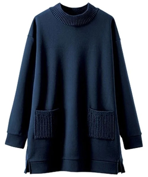 BELLUNA PLUS(ベルーナ)の「裏起毛素材ニット切替チュニック(チュニック・レディース・ベージュ/ネイビー/オレンジ・X-LARGE/MEDIUM/LARGE)」の4枚目の写真
