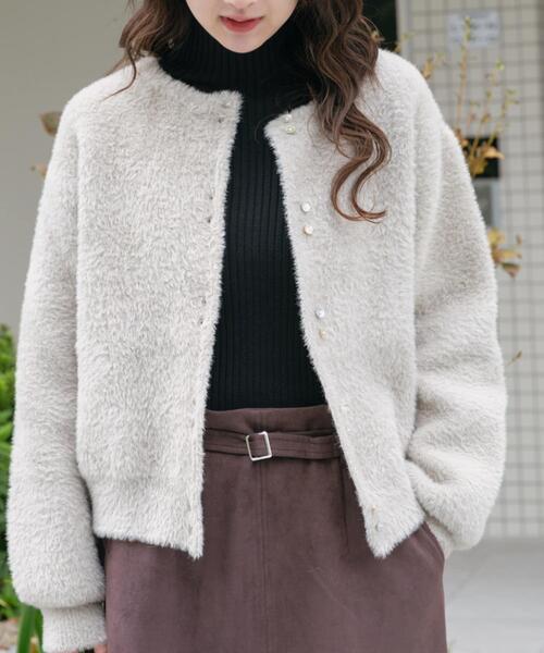 ITEMS URBANRESEARCH（アイテムズ アーバンリサーチ）の「ダブルフェイスニットカーディガン（カーディガン/ボレロ・レディース・ライトブルー/チャコールグレー/ベージュ/ブラウン/グレー系その他/ブルー系その他/ベージュ系その他・FREE）」の5枚目の写真