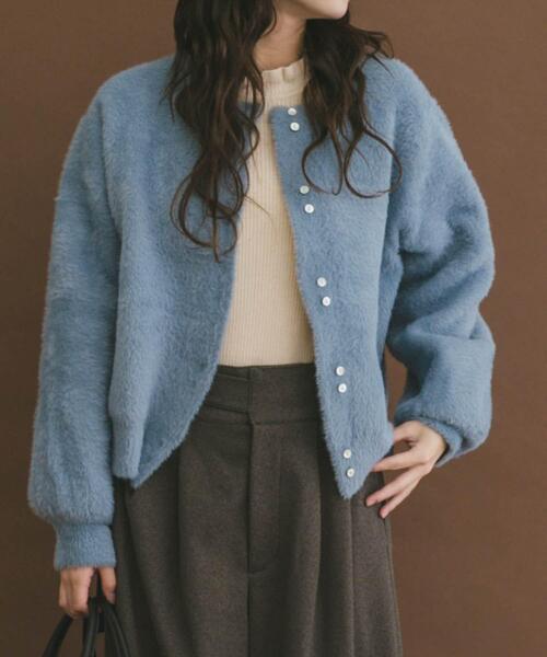 ITEMS URBANRESEARCH（アイテムズ アーバンリサーチ）の「ダブルフェイスニットカーディガン（カーディガン/ボレロ・レディース・ライトブルー/チャコールグレー/ベージュ/ブラウン/グレー系その他/ブルー系その他/ベージュ系その他・FREE）」の6枚目の写真