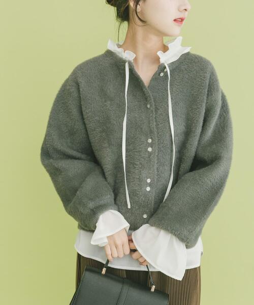 ITEMS URBANRESEARCH（アイテムズ アーバンリサーチ）の「ダブルフェイスニットカーディガン（カーディガン/ボレロ・レディース・ライトブルー/チャコールグレー/ベージュ/ブラウン/グレー系その他/ブルー系その他/ベージュ系その他・FREE）」の15枚目の写真