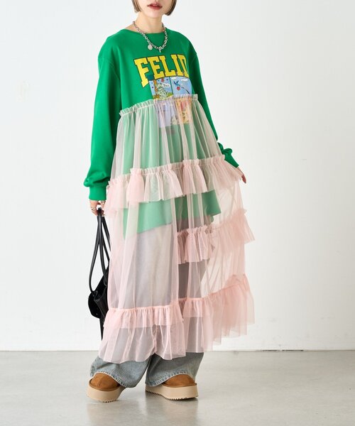 スウェットドッキングワンピース（ワンピース）｜w closet（ダブル