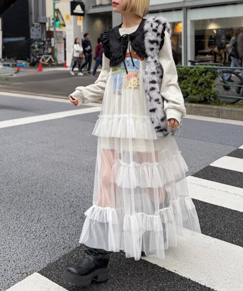 w closet(ダブルクローゼット)の「【リバイバル/2色展開】スウェットドッキングワンピース《WEB限定》(ワンピース・レディース・アイボリー/グリーン・FREE)」の4枚目の写真