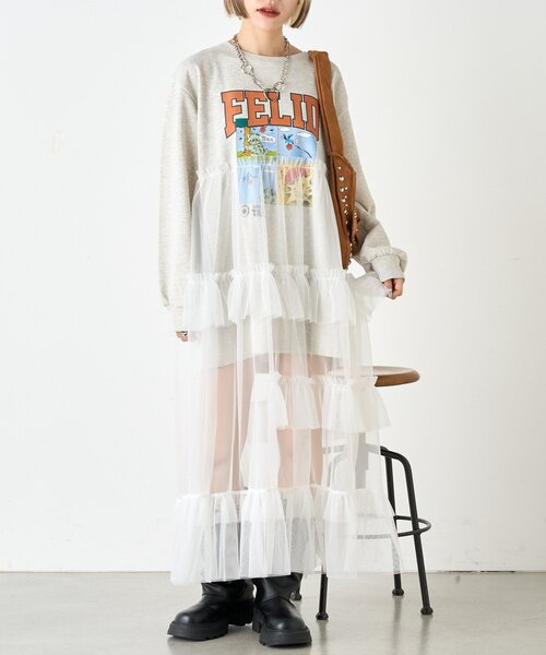 w closet(ダブルクローゼット)の「【リバイバル/2色展開】スウェットドッキングワンピース《WEB限定》(ワンピース・レディース・アイボリー/グリーン・FREE)」の5枚目の写真