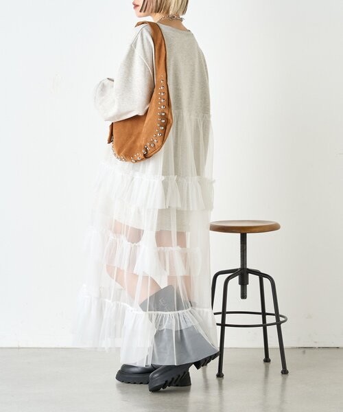 w closet(ダブルクローゼット)の「【リバイバル/2色展開】スウェットドッキングワンピース《WEB限定》(ワンピース・レディース・アイボリー/グリーン・FREE)」の7枚目の写真