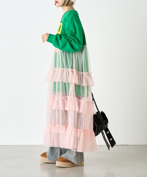 w closet(ダブルクローゼット)の「【リバイバル/2色展開】スウェットドッキングワンピース《WEB限定》(ワンピース・レディース・アイボリー/グリーン・FREE)」の13枚目の写真