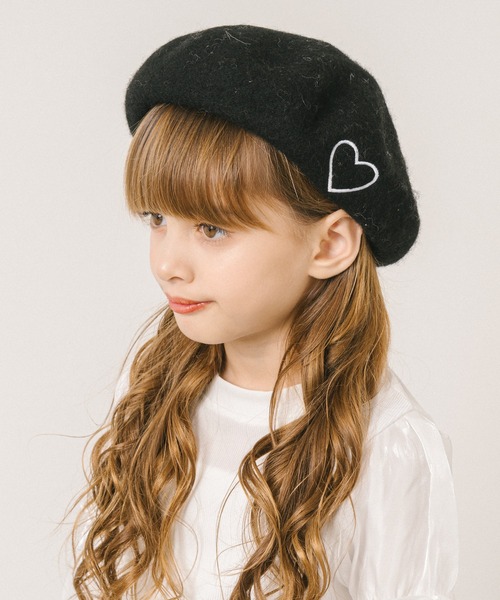 HEIHEI 千鳥柄ハート柄 ベレー帽(ブラック) HEIHEI ベレー帽 千鳥柄 ハート 黒 HEIHEI ベレー帽 千鳥柄 ハート 黒
