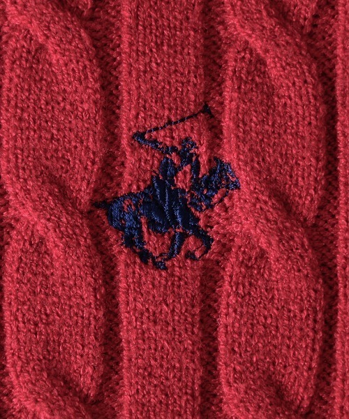 BEVERLY HILLS POLO CLUB(ビバリーヒルズポロクラブ)の「【BEVERLY HILLS POLO CLUB】ケーブル柄ショートニット(ニット/セーター・レディース・アイボリー/ネイビー/レッド・M)」の9枚目の写真
