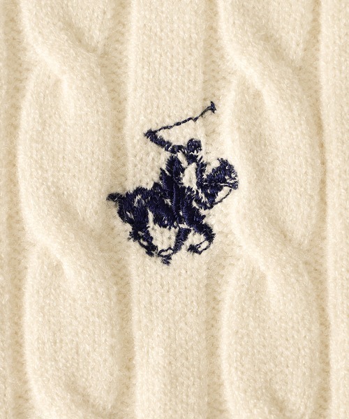 BEVERLY HILLS POLO CLUB(ビバリーヒルズポロクラブ)の「【BEVERLY HILLS POLO CLUB】ケーブル柄ショートニット(ニット/セーター・レディース・アイボリー/ネイビー/レッド・M)」の15枚目の写真
