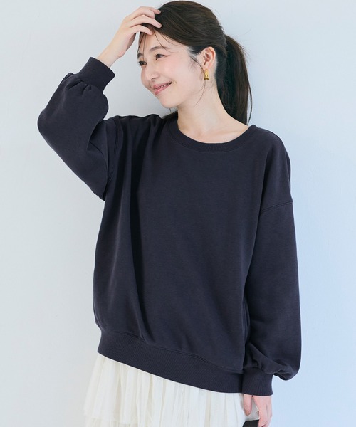 coca（coca）（コカ）の「ヘビーウェイト裏毛ポケット付きスウェット（スウェット・レディース・ライトグレー/ネイビー・L/M/S）」の2枚目の写真
