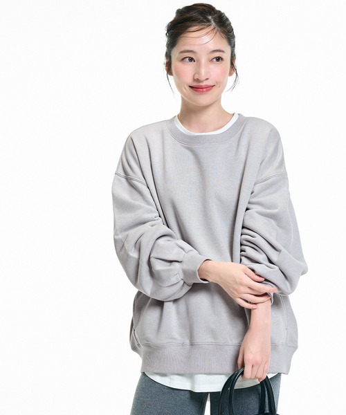 coca（coca）（コカ）の「ヘビーウェイト裏毛ポケット付きスウェット（スウェット・レディース・ライトグレー/ネイビー・L/M/S）」の4枚目の写真