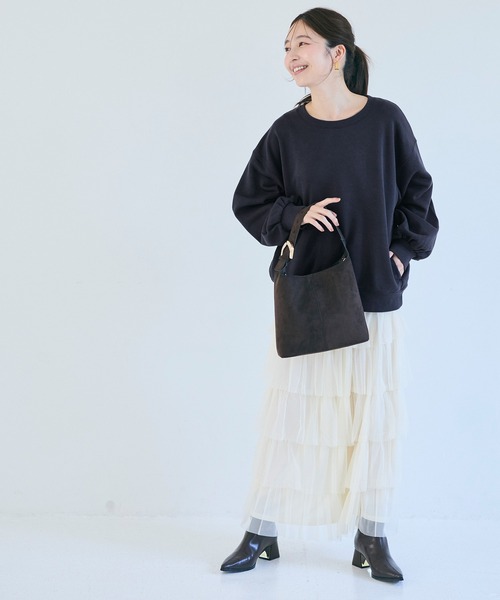 coca（coca）（コカ）の「ヘビーウェイト裏毛ポケット付きスウェット（スウェット・レディース・ライトグレー/ネイビー・L/M/S）」の13枚目の写真