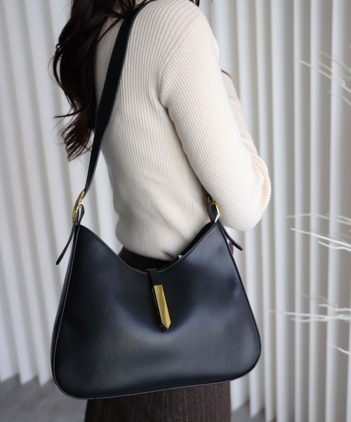 YENNA（イェンナ）の「ミニマルホーボーバッグ（ショルダーバッグ・レディース・ブラック/ブラウン・FREE）」の2枚目の写真