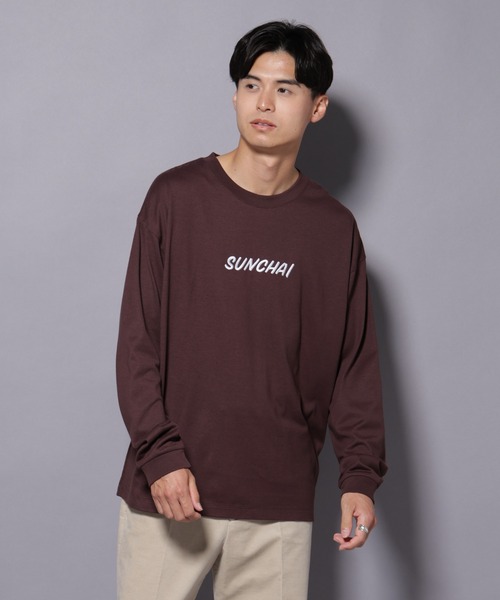 NANO universe(ナノユニバース)の「Anti Soaked(R)×SUNCHAI ロゴ刺繍 汗染み防止 Tシャツ長袖(Tシャツ/カットソー・メンズ・ブラウン/ブラック・S/M/L)」の1枚目の写真